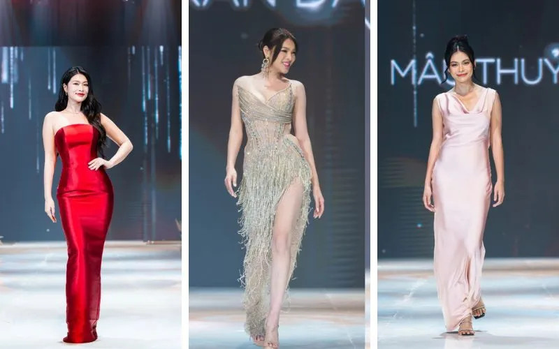 Minh Tú catwalk cùng các người đẹp là học trò catwalk. Trước đó, siêu mẫu hứa hẹn nếu Nguyễn Thúc Thùy Tiên đăng quang Hoa hậu Hòa bình Quốc tế, cô sẽ lấy chồng.