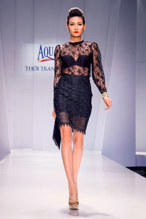 Thùy Trang - top 4 VN's Next Top Model 2011 cũng rất ấn tượng trên sàn diễn