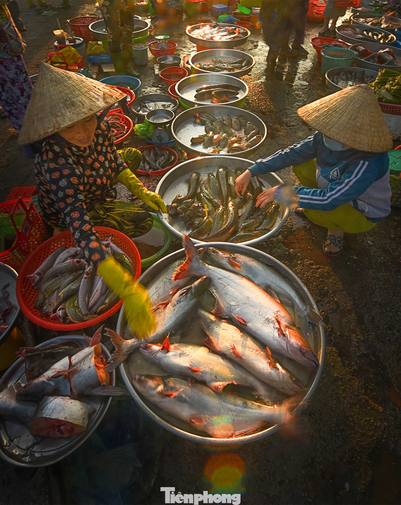 Tiểu thương buôn bán ở chợ là người dân địa phương hoặc sinh sống lân cận, họ đem bán những mặt hàng nông sản, tôm cá do mình trồng, đánh bắt được.