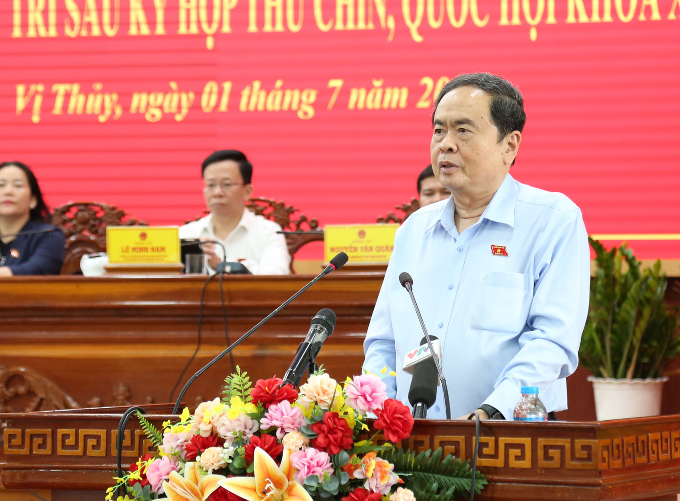 Chủ tịch Quốc hội Trần Thanh Mẫn phát biểu trước cử tri.