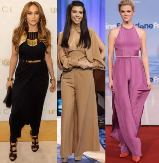 Linh Nga rực rỡ trong bộ jumpsuit suông màu đỏ. Trong khi đó, chiếc jumpsuit suông màu trắng lại tôn lên vẻ trang nhã của Ngọc Quyên. "Búp bê 9X" Ngọc Trinh cũng diện một chiếc jump trắng y hệt. Có vẻ như Ngọc Trinh khá chuộng loại trang phục này. Hồ Ngọc Hà diện jump suông khoe chân dài miên man. Người đẹp Trương Thị May nổi bật trong bộ jump màu xanh. Mỹ nhân Hoa ngữ Lâm Tâm Như cũng tỏ ra mê mẩn phong cách thời trang này. "Én nhỏ" Triệu Vy " trẻ trung và quyến rũ. Bộ jump suông màu nude làm tôn dáng và vẻ kiêu sa của Thư Kỳ. Dàn sao Hollywood thi nhau khoe dáng với jumpsuit suông.