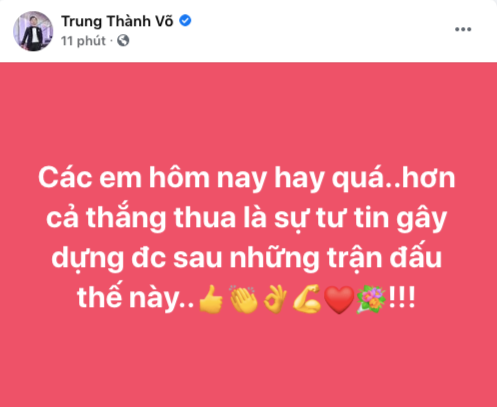 MC Thành Trung chia sẻ: “Các em hôm nay hay quá. Hơn cả thắng thua là sự tự tin gây dựng được sau những trận đấu thế này”. MC Thành Trung chia sẻ: “Các em hôm nay hay quá. Hơn cả thắng thua là sự tự tin gây dựng được sau những trận đấu thế này”.