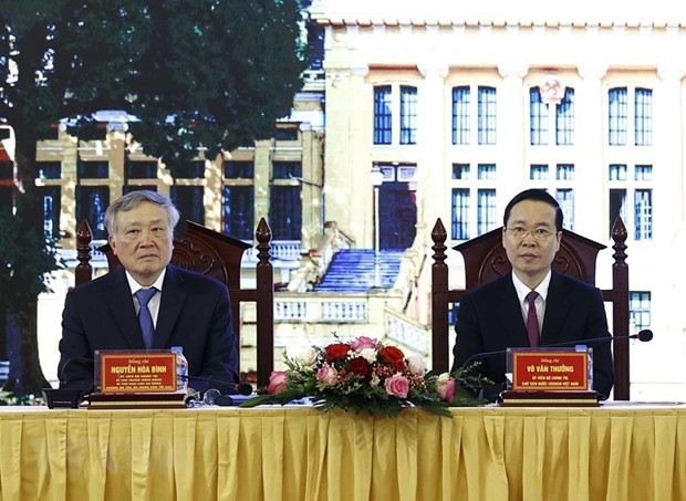 Chủ tịch nước Võ Văn Thưởng chủ trì buổi làm việc. (Ảnh: Thống Nhất/TTXVN) Chủ tịch nước Võ Văn Thưởng chủ trì buổi làm việc. (Ảnh: Thống Nhất/TTXVN)