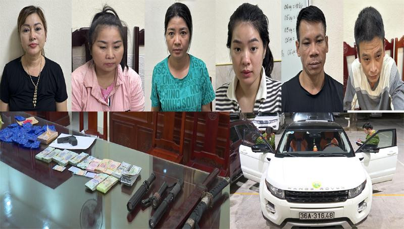 Các đối tượng bị tạm giữ và tang vật. Các đối tượng bị tạm giữ và tang vật.