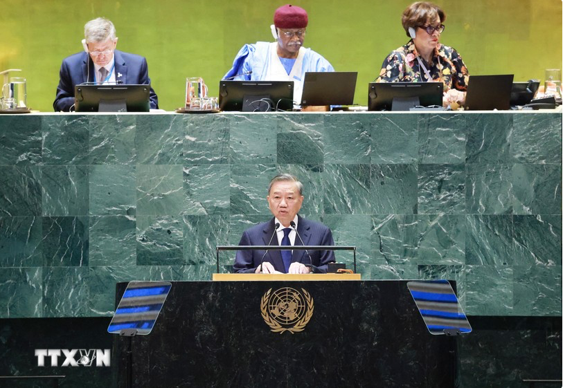 Tổng Bí thư, Chủ tịch nước Tô Lâm phát biểu tại Hội nghị Thượng đỉnh Tương lai, Đại hội đồng Liên Hợp Quốc Khóa 79. (Ảnh: TTXVN) Tổng Bí thư, Chủ tịch nước Tô Lâm phát biểu tại Hội nghị Thượng đỉnh Tương lai, Đại hội đồng Liên Hợp Quốc Khóa 79. (Ảnh: TTXVN)