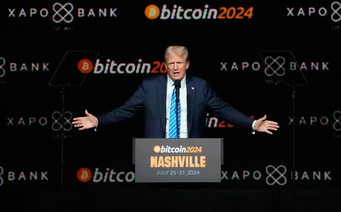 Ông Trump phát biểu tại Hội nghị Bitcoin 2024 tại Nashville, ngày 27/7. (Ảnh: AP) Ông Trump phát biểu tại Hội nghị Bitcoin 2024 tại Nashville, ngày 27/7. (Ảnh: AP)