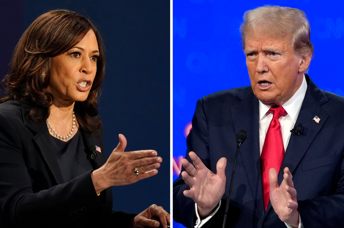 Hai ứng viên tổng thống Mỹ Kamala Harris và Donald Trump. (Ảnh: AP)