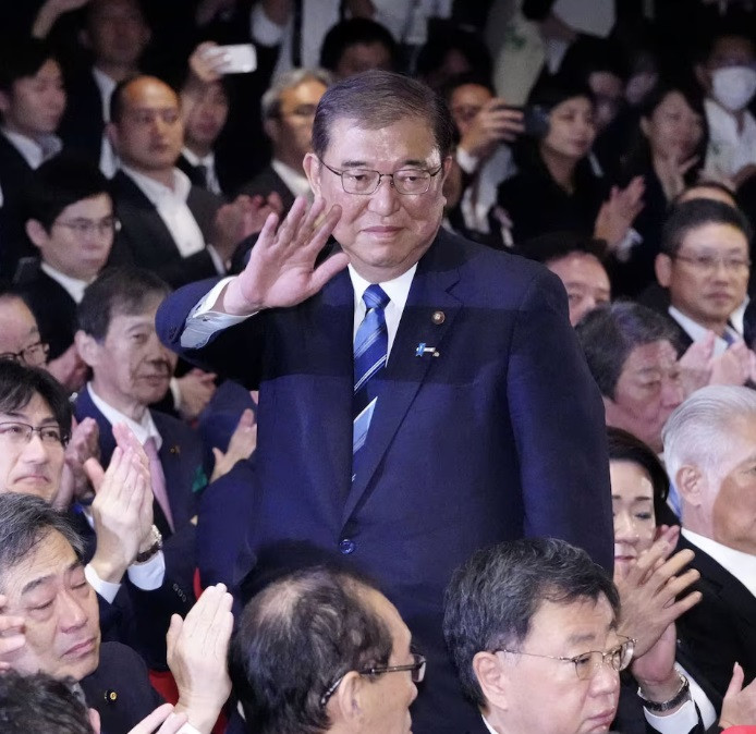 Ông Shigeru Ishiba khi được bầu trở thành chủ tịch LDP, ngày 27/9. (Ảnh: Reuters)