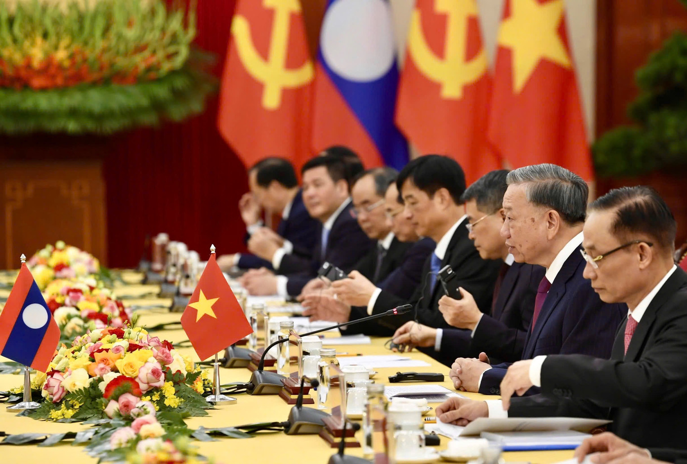 Tổng Bí thư, Chủ tịch nước Tô Lâm và các quan chức cấp cao Việt Nam tại cuộc hội đàm ngày 10/9. (Ảnh: Nhật Minh)