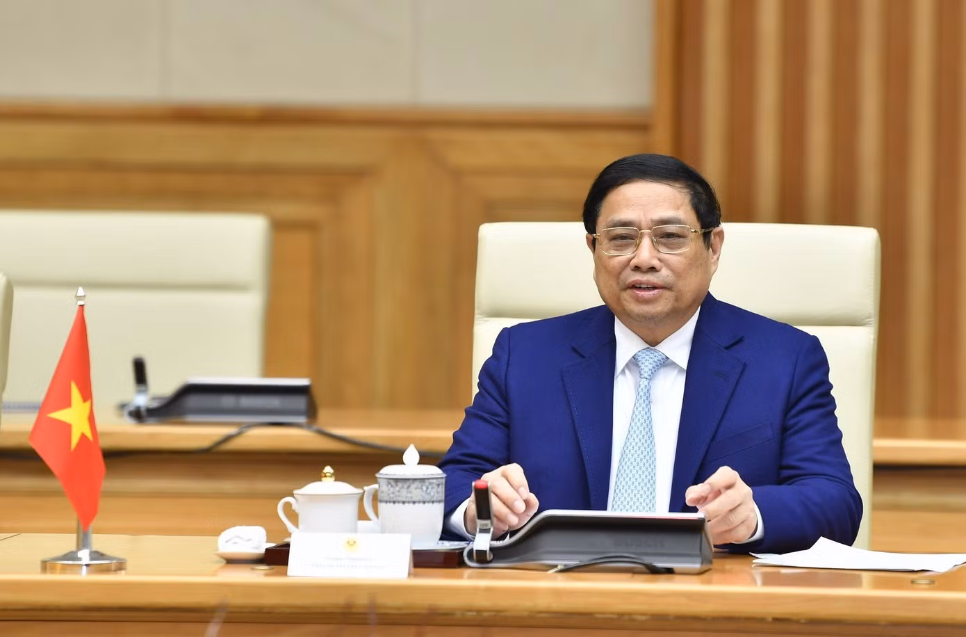 Thủ tướng Phạm Minh Chính tại cuộc hội kiến. (Ảnh: Như Ý) Thủ tướng Phạm Minh Chính tại cuộc hội kiến. (Ảnh: Như Ý)