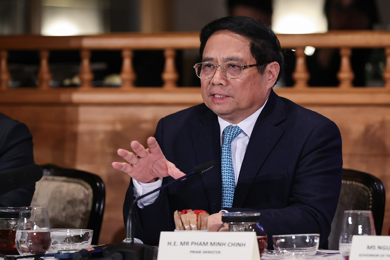 Thủ tướng Phạm Minh Chính tại cuộc toạ đàm. Ảnh: Đoàn Bắc