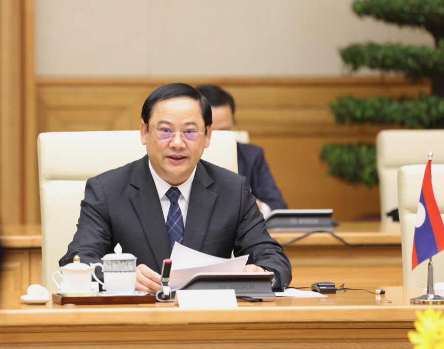 Thủ tướng Lào Sonexay Siphandone tại cuộc hội đàm. (Ảnh: Nhật Minh)