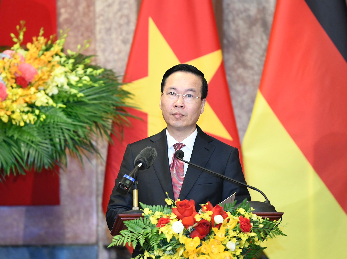 Chủ tịch nước Võ Văn Thưởng tại cuộc họp báo chung. (Ảnh: Như Ý)