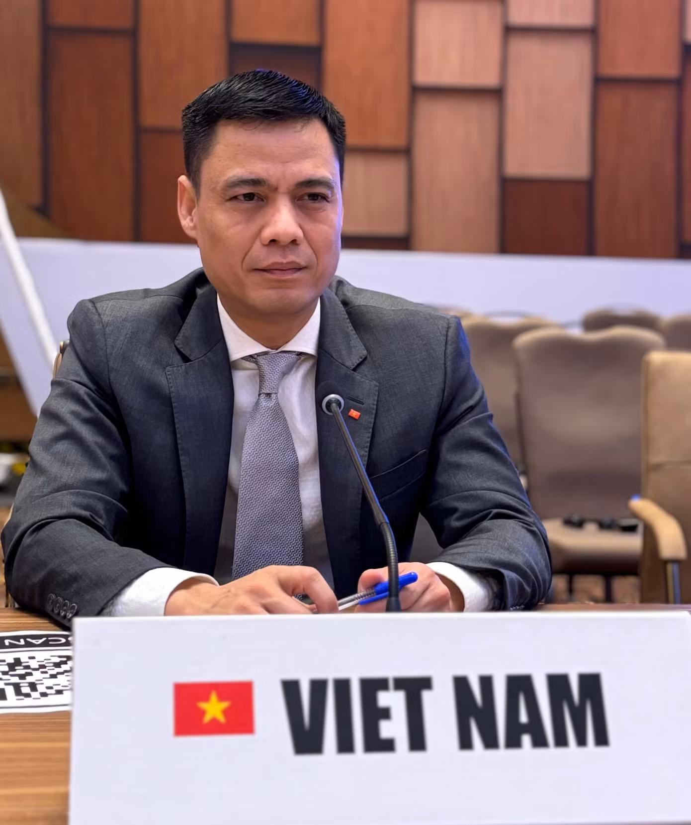 Đại sứ Đặng Hoàng Giang dự cuộc họp. (Ảnh: Mofa)