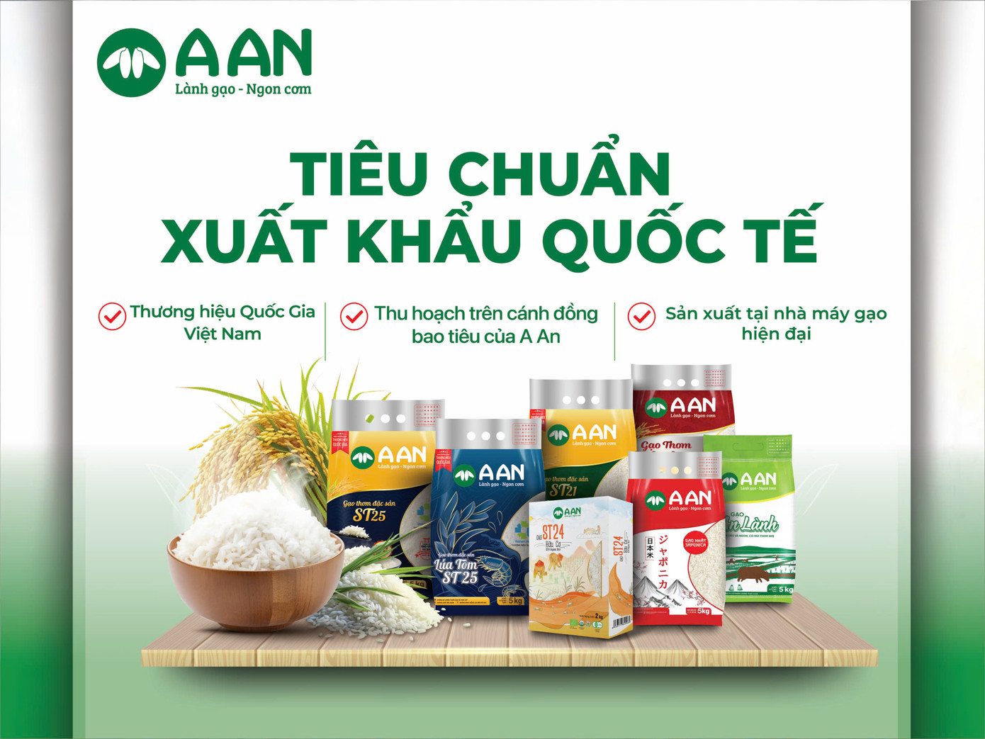 Gạo A AN đã 2 lần xuất khẩu thành công sang Nhật Bản và nhiều quốc gia khác. Gạo A AN đã 2 lần xuất khẩu thành công sang Nhật Bản và nhiều quốc gia khác.