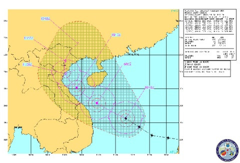 Nó sẽ xoáy vào các tỉnh miền Bắc và đi qua Hà Nội