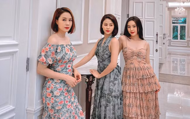 Hồng Diễm, Lương Thu Trang và Quỳnh Kool là 3 nàng tiểu thư xinh đẹp của Tập đoàn Cao Dược trong phim "Hướng Dương Ngược Nắng".