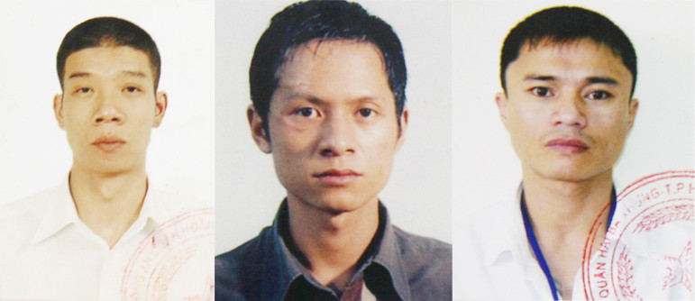 Ba đối tượng Tuấn, Quý, Dũng (từ trái sang) đang bị truy bắt