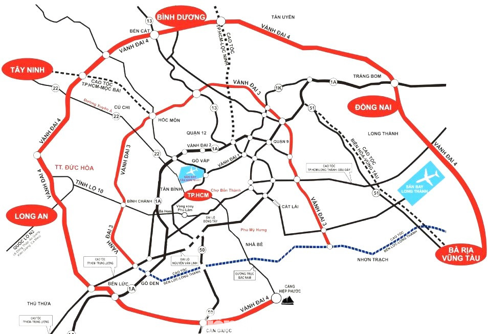 Sơ đồ dự án Vành đai 4 TPHCM