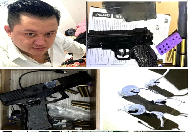 Nguyễn Trọng Nhân và tang vật công an thu giữ Nguyễn Trọng Nhân và tang vật công an thu giữ