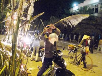 Vô tư bẻ hoa. Ảnh : PV