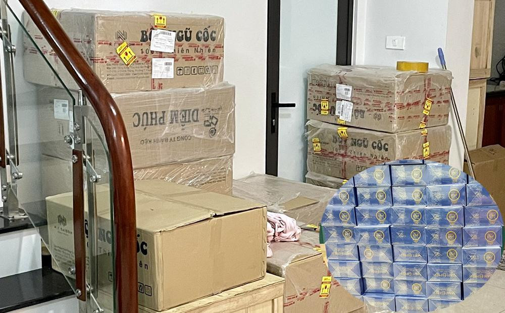 Thuốc lá nhập lậu giấu trong thùng ghi bột ngũ cốc.