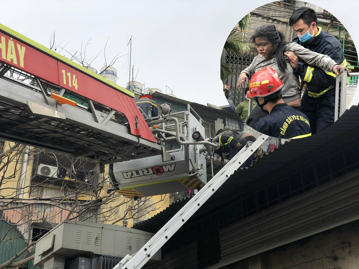 Cháu bé được đưa ra ngoài an toàn. Cháu bé được đưa ra ngoài an toàn.