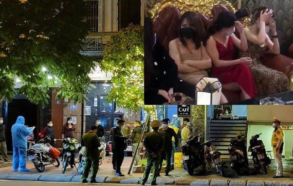 Lực lượng chức năng kiểm tra quán karaoke. Ảnh: Công an Hà Nội Lực lượng chức năng kiểm tra quán karaoke. Ảnh: Công an Hà Nội