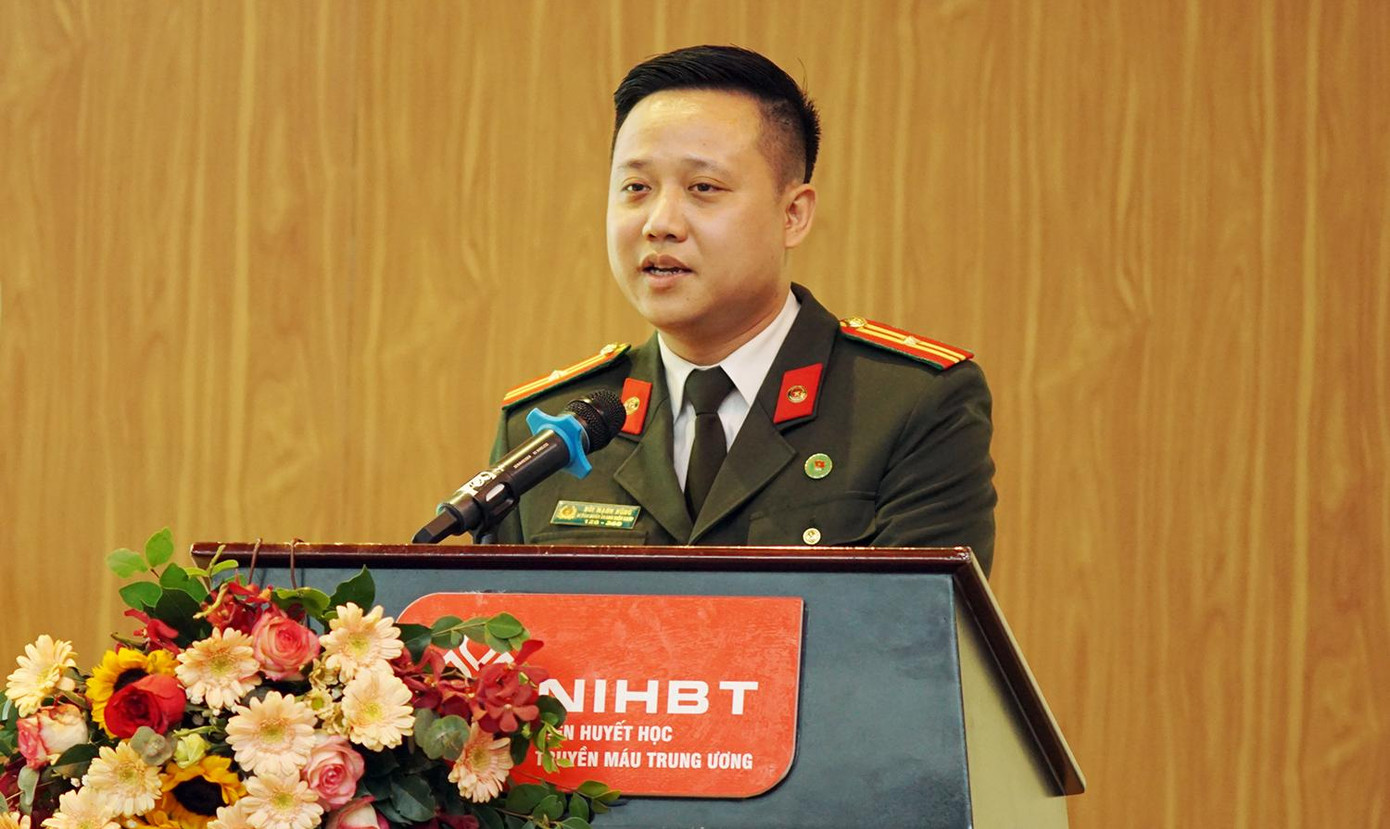 Thiếu tá Bùi Mạnh Hùng – Bí thư Đoàn Thanh niên Công an TP Hà Nội.