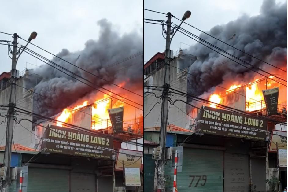 Ngọn lửa bốc lên ngùn ngụt. Ảnh cắt từ clip