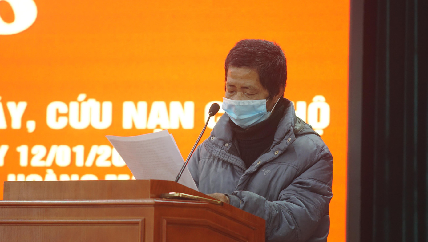 Ông Cường - đại diện gia đình nạn nhân chia sẻ tại buổi lễ. Ông Cường - đại diện gia đình nạn nhân chia sẻ tại buổi lễ.