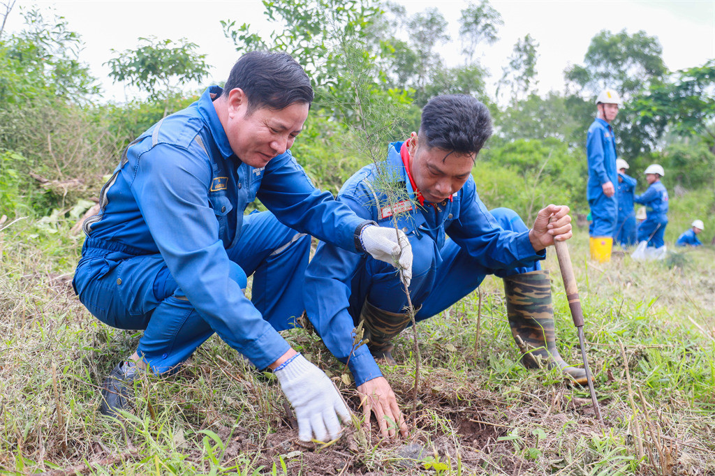 Cán bộ nhân viên BSR tham gia trồng cây tại khuôn viên nhà máy lọc dầu Dung Quất. Cán bộ nhân viên BSR tham gia trồng cây tại khuôn viên nhà máy lọc dầu Dung Quất.