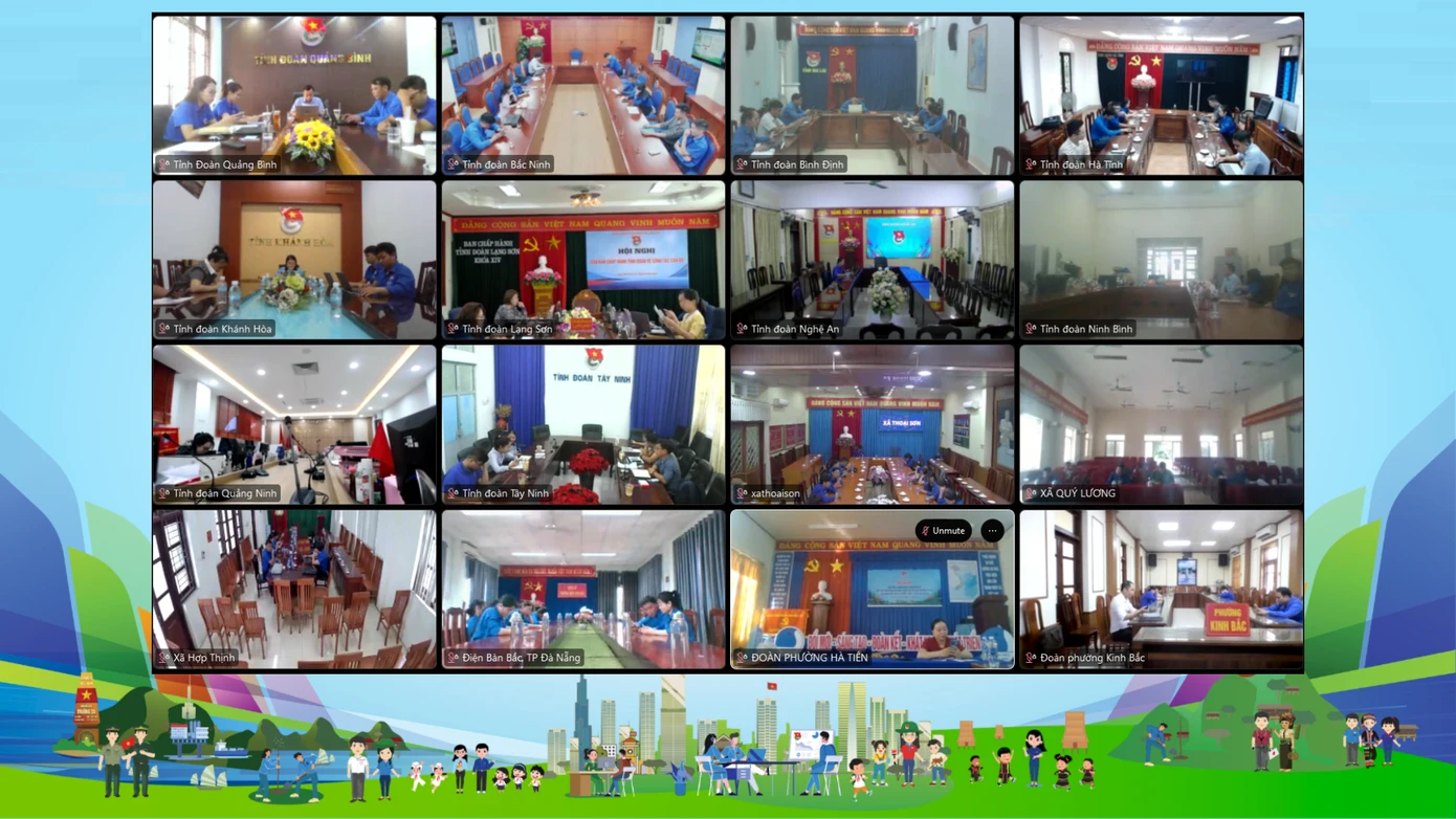 Các điểm cầu trực tuyến tham dự hội nghị tập huấn.