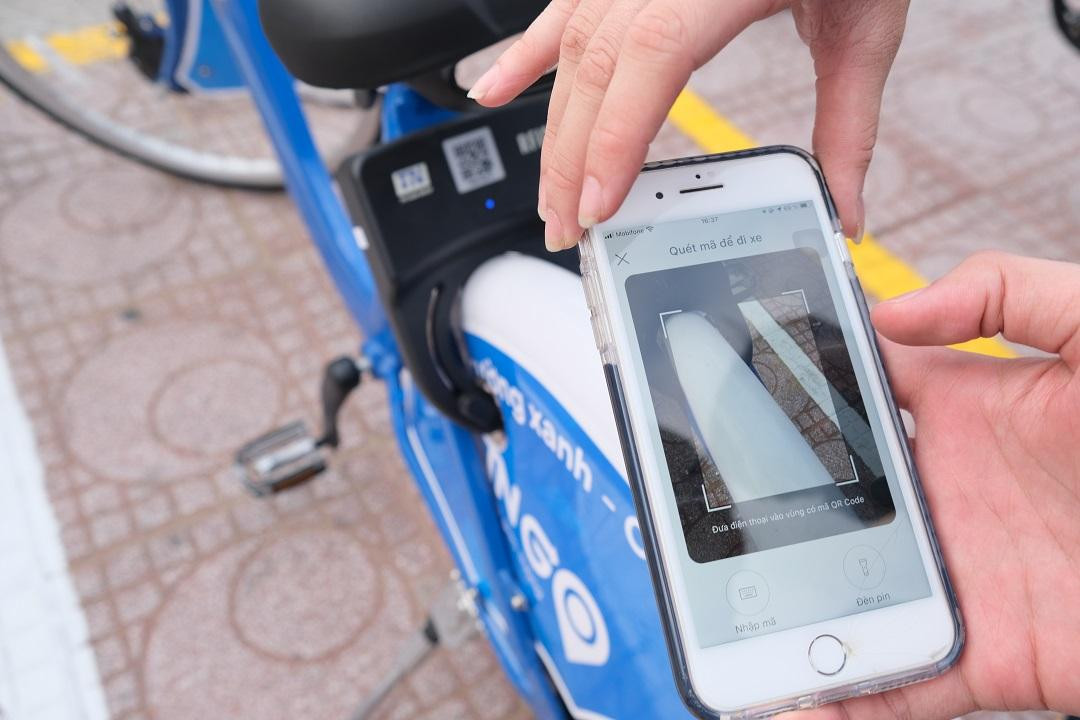 Ứng dụng có sẵn mã quét mở khóa xe.