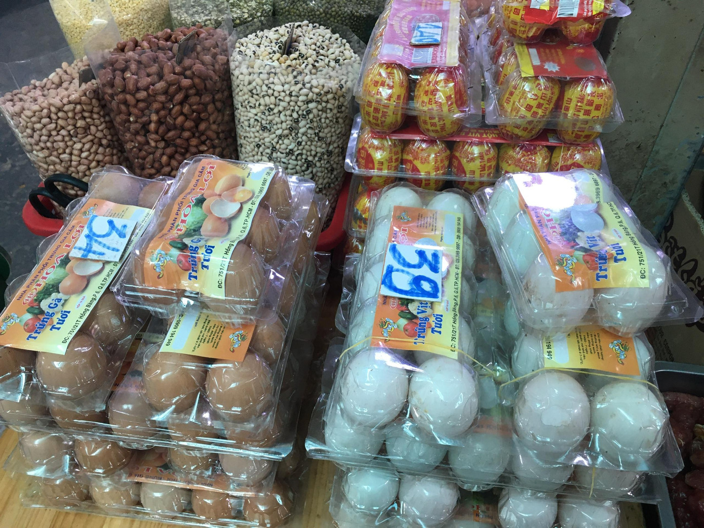 Giá trứng tại chợ Bình Thới (quận 11, TP.HCM), ghi nhận vào ngày 8/6. Ảnh: Hoàng Trang.