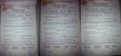 Một số biên bản có dấu hiệu bị sửa chữa, làm sai lệch. Một số biên bản có dấu hiệu bị sửa chữa, làm sai lệch