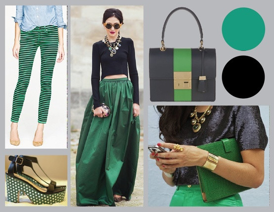 Xanh ngọc kết hợp với màu đen