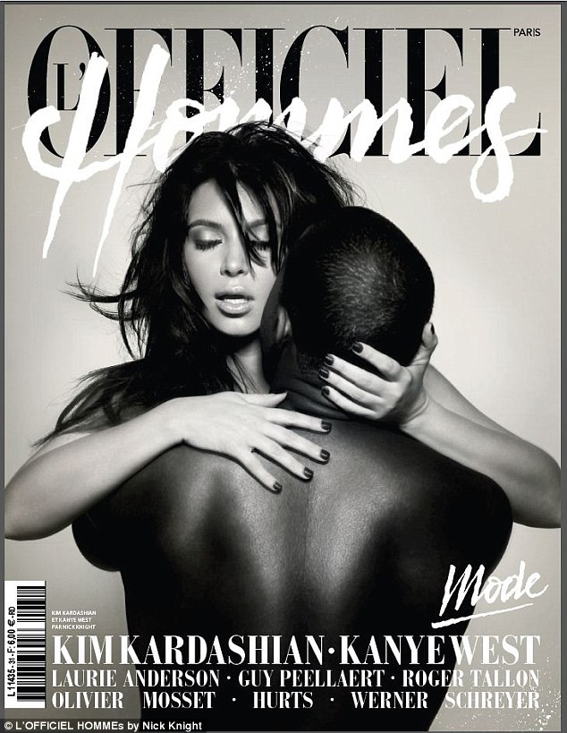 Kim Kardashian và Kayne West trên tạp chí L'Officiel Hommes.