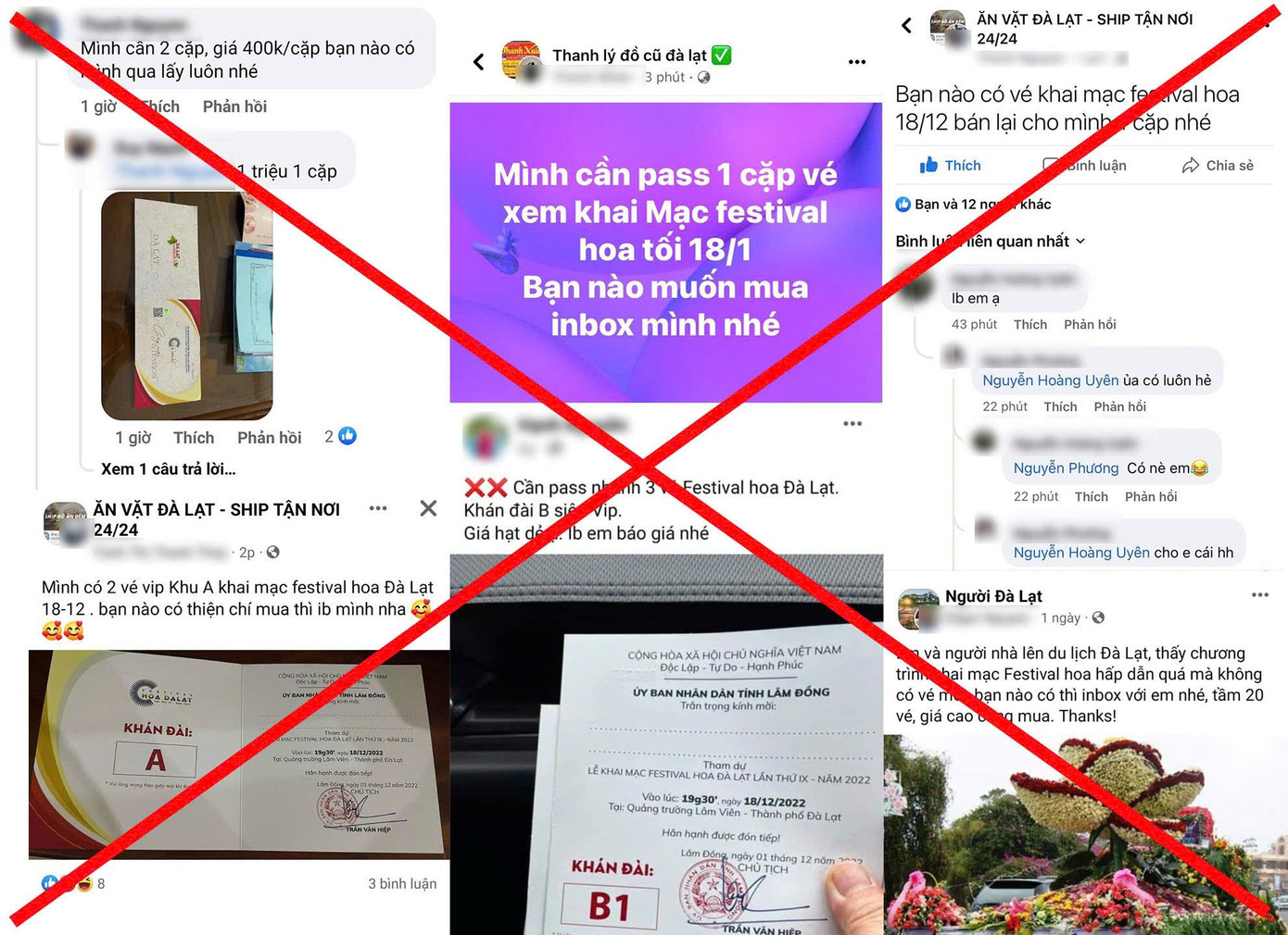 Giấy mời lễ Khai mạc Festival hoa được rao bán với nhiều mức giá khác nhau