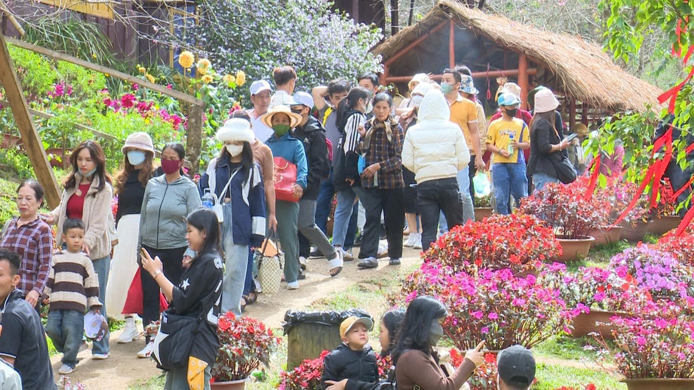 Các địa điểm du lịch ở Măng Đen chật kín người dịp Tết.