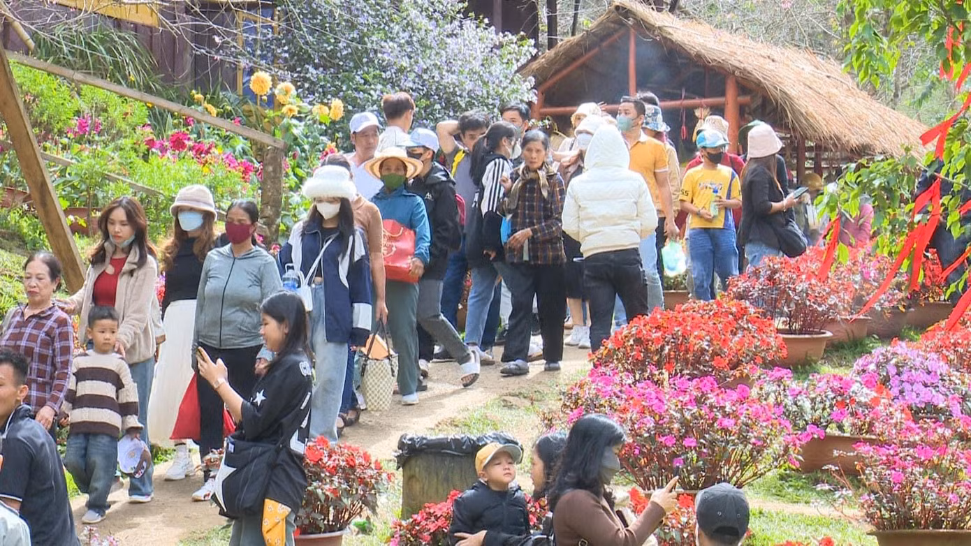Các địa điểm du lịch ở Măng Đen chật kín người dịp Tết.