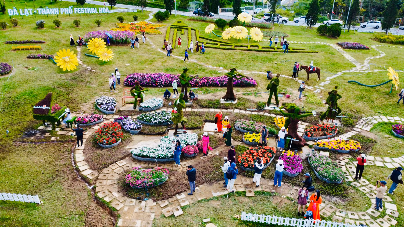 Theo ban tổ chức Festival hoa Đà Lạt (Lâm Đồng), dịp này tại các tiểu cảnh trang trí hơn 35.000 chậu hoa các loại, tô điểm thêm vẻ đẹp thành phố.