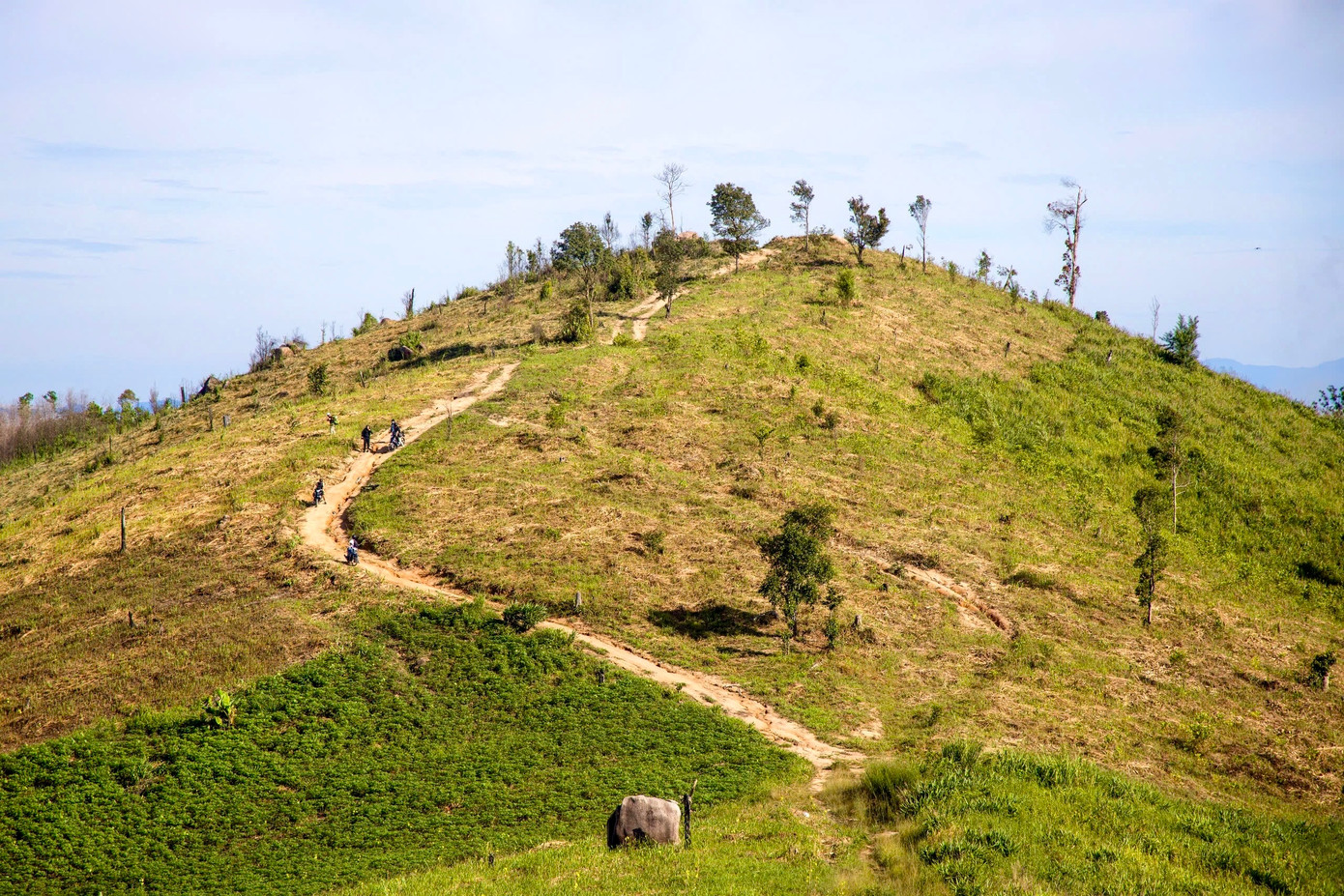 Từ chân núi lên đỉnh khoảng 3,5km, du khách phải đi bộ hơn một tiếng.