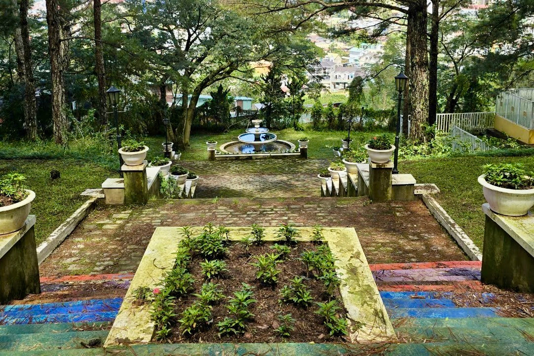 Xung quanh Dinh 1 cỏ cây mọc um tùm, rêu mốc xuất hiện khắp tại một số công trình.