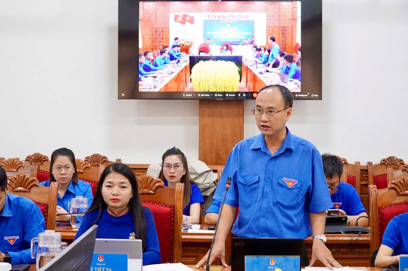 Anh Phan Hồ Giang, Phó Bí thư thường trực Tỉnh Đoàn Gia Lai thảo luận tại Hội nghị