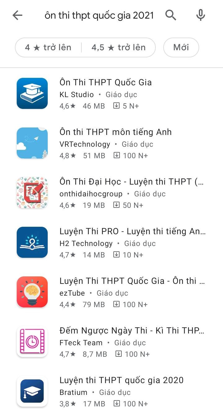 Trên CH Play có rất nhiều ứng dụng giúp các teen ôn tập kiến thức.