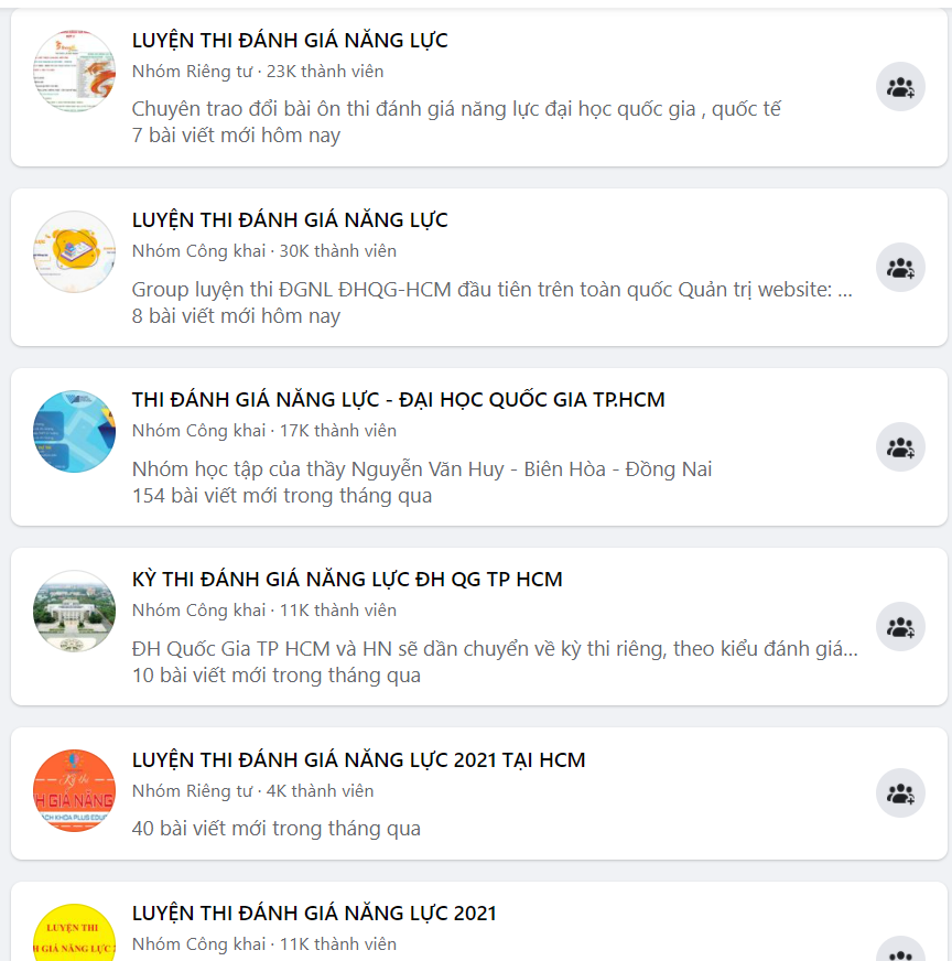 Tương tự, trên Facebook xuất hiện nhiều nhóm ôn luyện thi với số lượng người tham gia lên đến vài chục nghìn. Tương tự, trên Facebook xuất hiện nhiều nhóm ôn luyện thi với số lượng người tham gia lên đến vài chục nghìn.