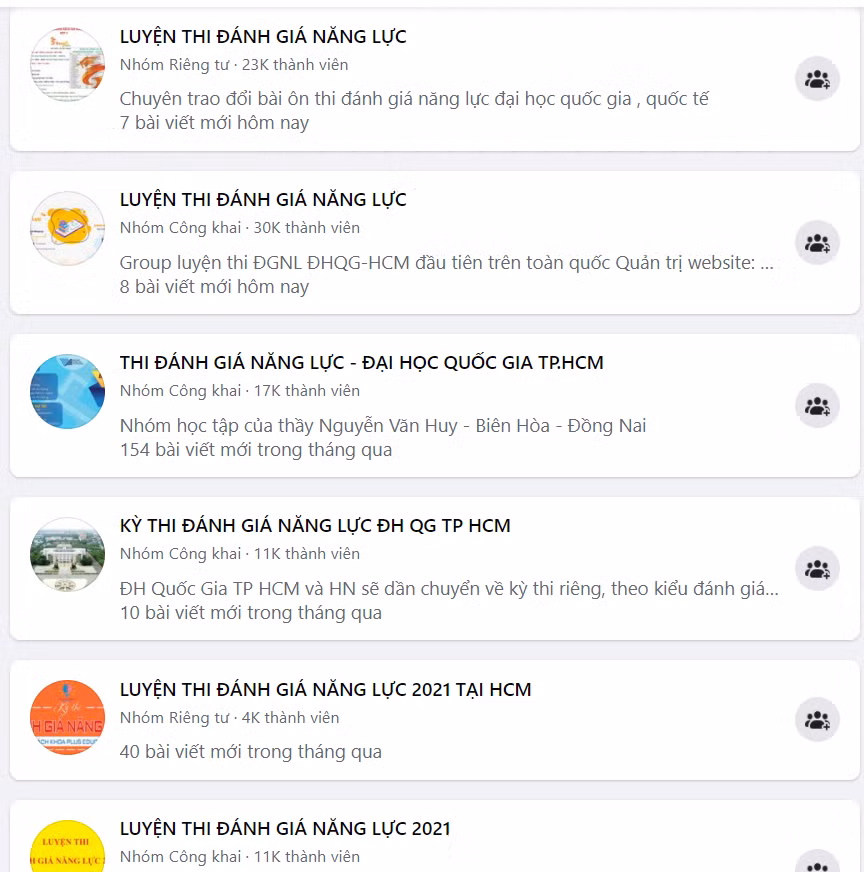 Tương tự, trên Facebook xuất hiện nhiều nhóm ôn luyện thi với số lượng người tham gia lên đến vài chục nghìn.