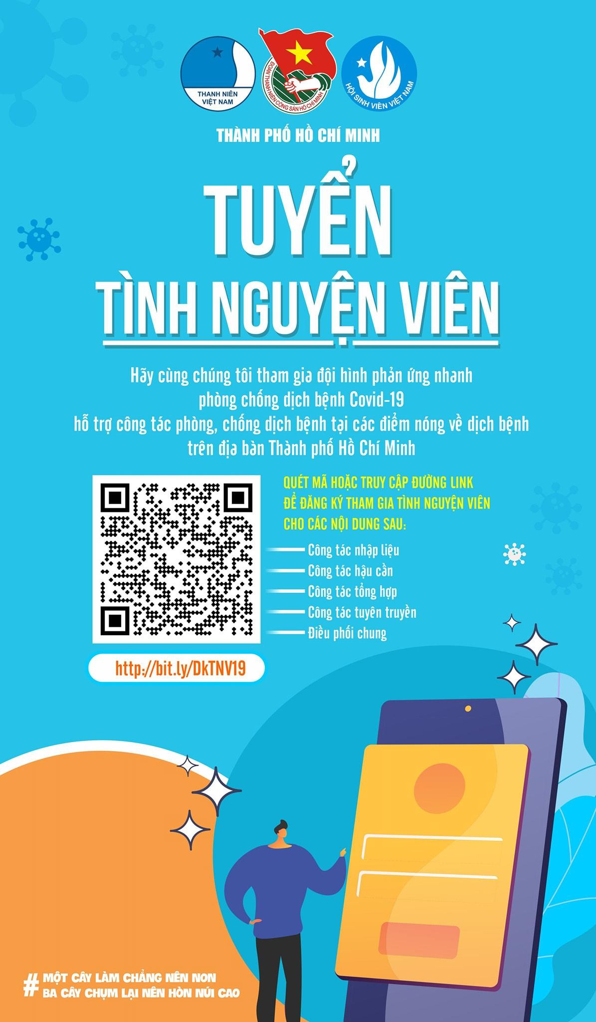 Poster kêu gọi tham gia làm tình nguyện viên của Thành Đoàn TP. Hồ Chí Minh.