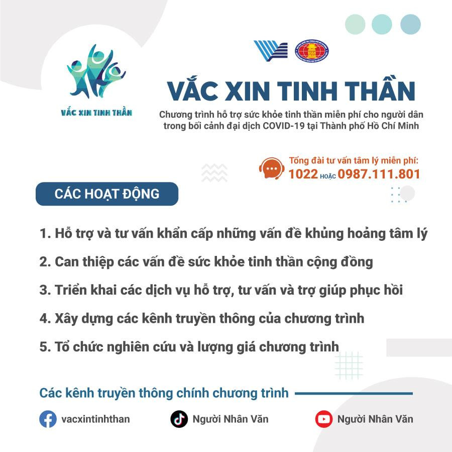 Các hoạt động của chương trình "Vắc xin Tinh thần". Các hoạt động của chương trình "Vắc xin Tinh thần".